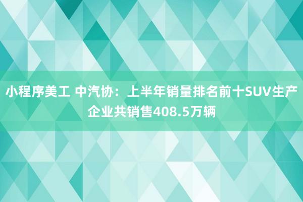 小程序美工 中汽协：上半年销量排名前十SUV生产企业共销售408.5万辆