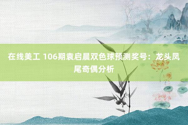 在线美工 106期袁启晨双色球预测奖号：龙头凤尾奇偶分析